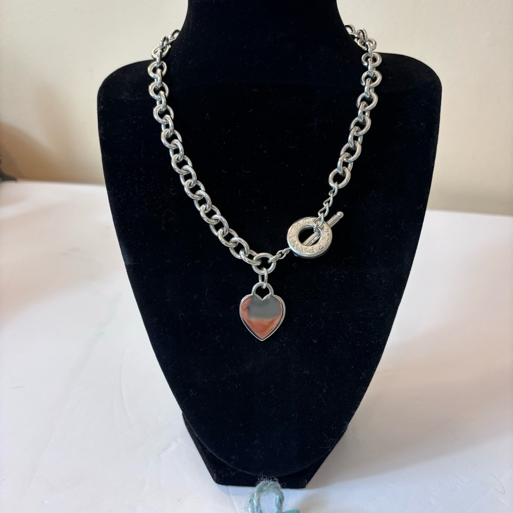 VINTAGE Tiffany & Co. Silver Heart Necklace Toggle Heart